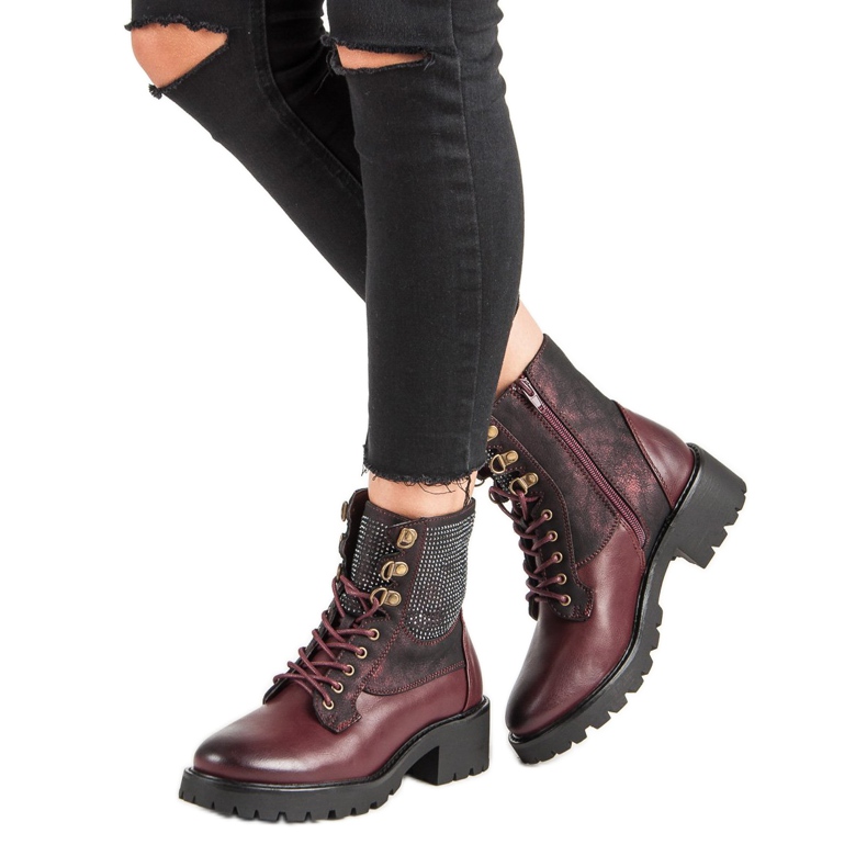 Ideal Shoes Snörade arbetare på plattformen mångfärgad röd 2