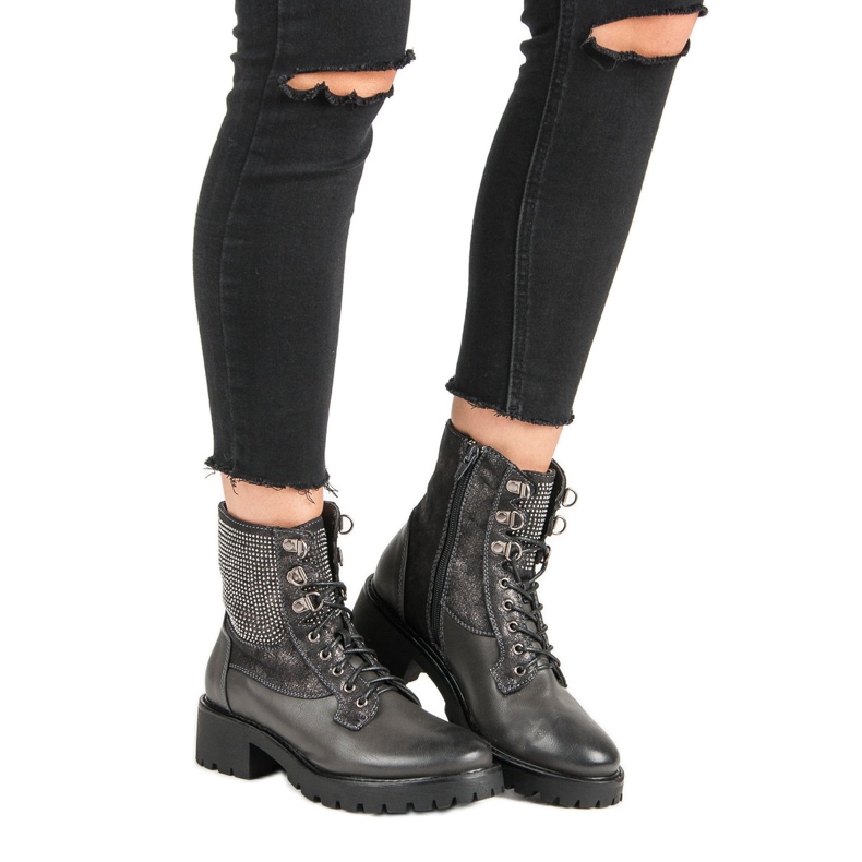 Ideal Shoes Snörade arbetare på plattformen grön 2