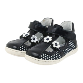 Girls 'Leather Ballerinas med vita prickar 267 Renbut blå 3