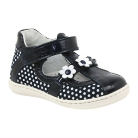 Girls 'Leather Ballerinas med vita prickar 267 Renbut blå 1