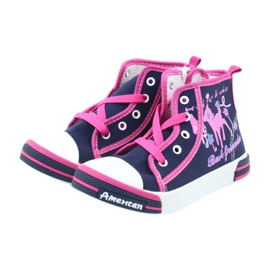 American Club Amerikanska TEN13 marinblå sneakers med dragkedja rosa 3