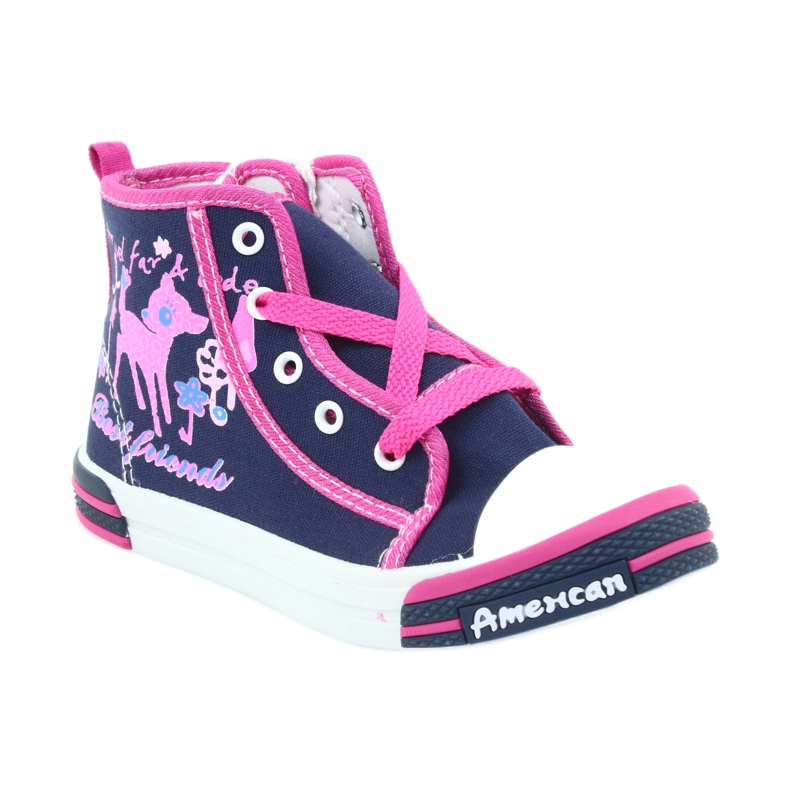 American Club Amerikanska TEN13 marinblå sneakers med dragkedja rosa 1