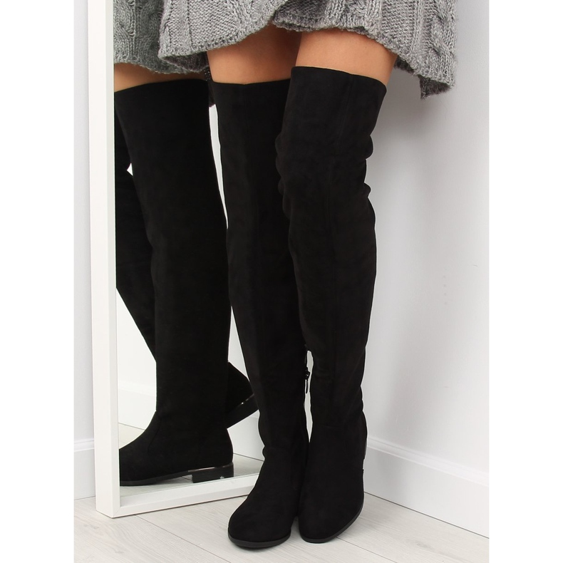 Svarta lårstövlar för kvinnor 7570-PG svart 1