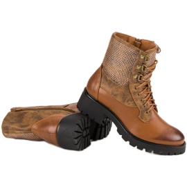 Ideal Shoes Snörade arbetare på plattformen brun 1