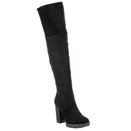 Super Mode Plattformstövlar i mocka svart 1