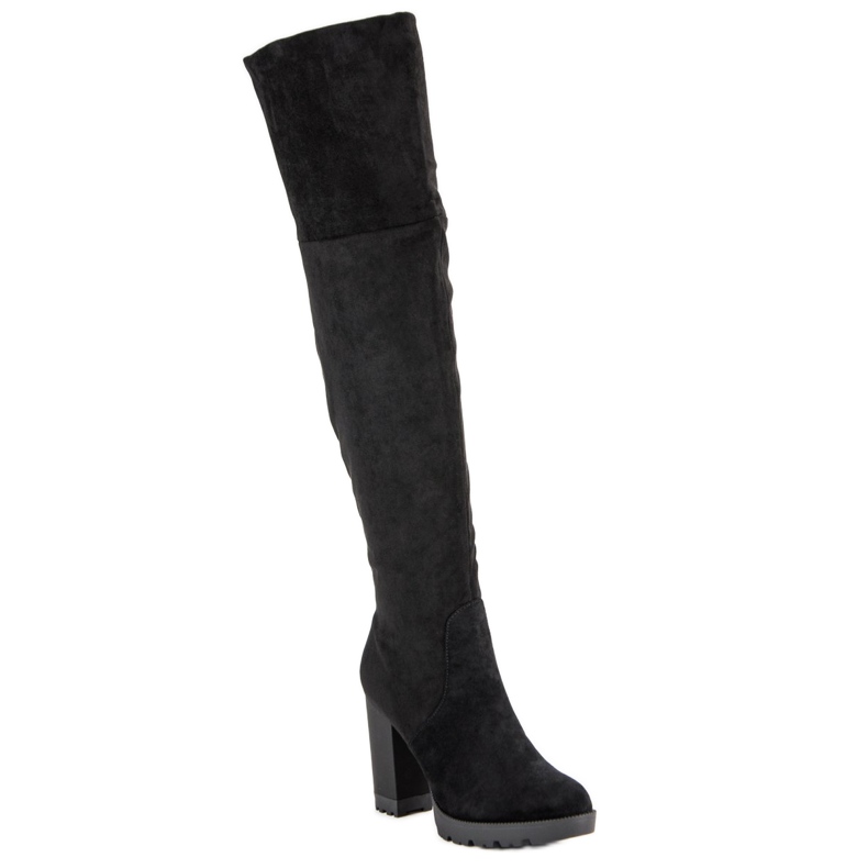 Super Mode Plattformstövlar i mocka svart 1