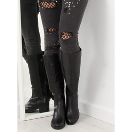 Svarta högklackade stövlar 635-1 Svart 1