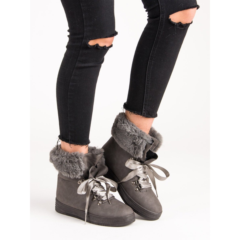 Grå snöskor med päls 2