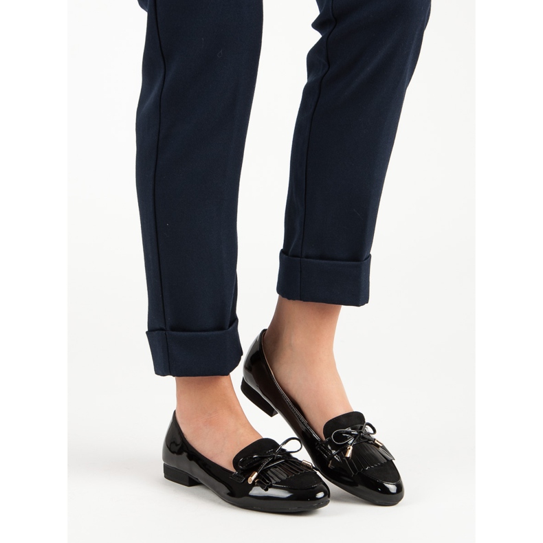Lackerade loafers med rosett svart 1
