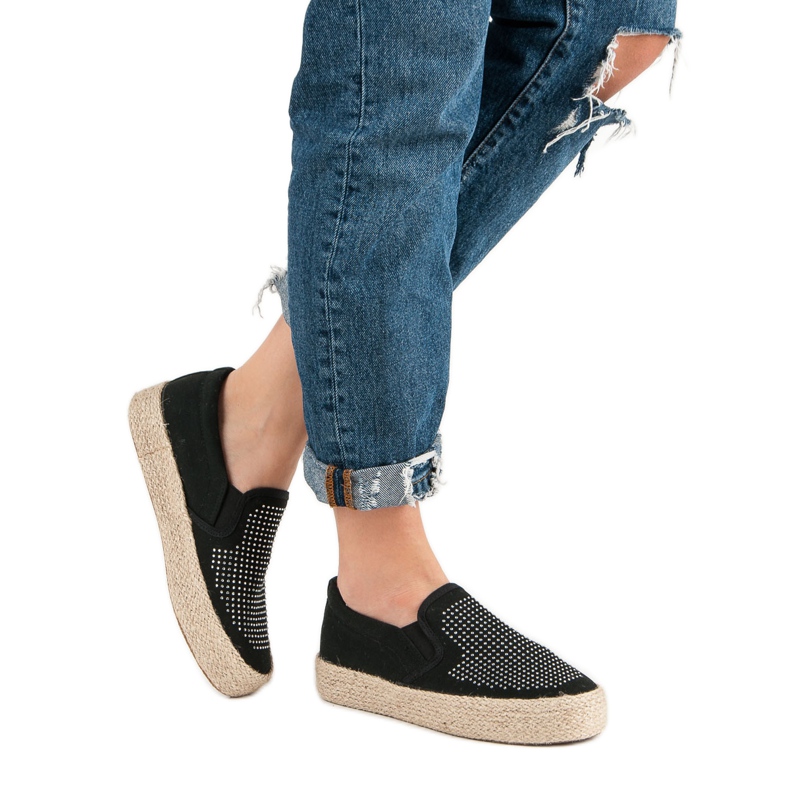 J. Star Slipons Med Kristaller svart 2