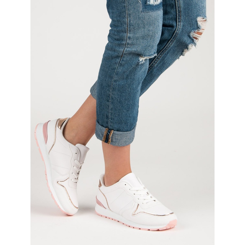 Vita sportskor gul rosa 1