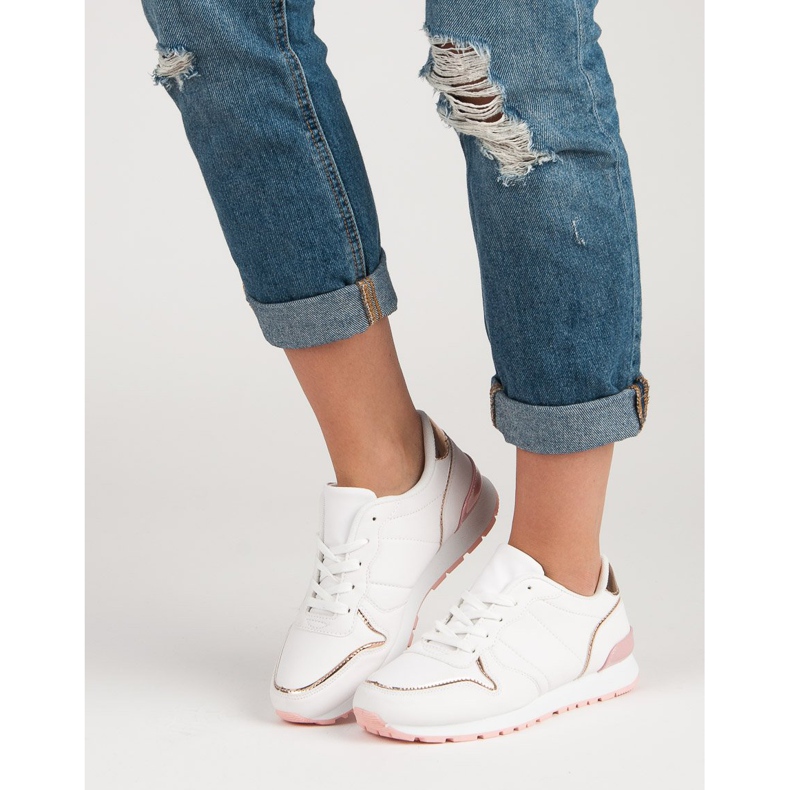 Vita sportskor gul rosa 2