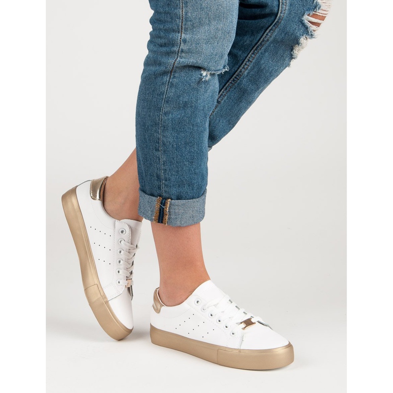 Bekväma sportskor vit gul 1