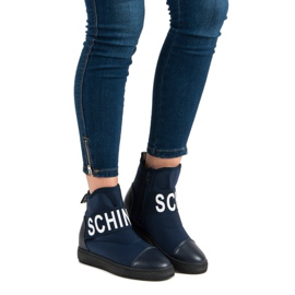 Bestelle Trendiga höga sneakers vit marinblå 2