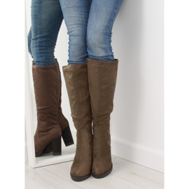 Högklackade stövlar khaki 7290 Khaki kaki 1