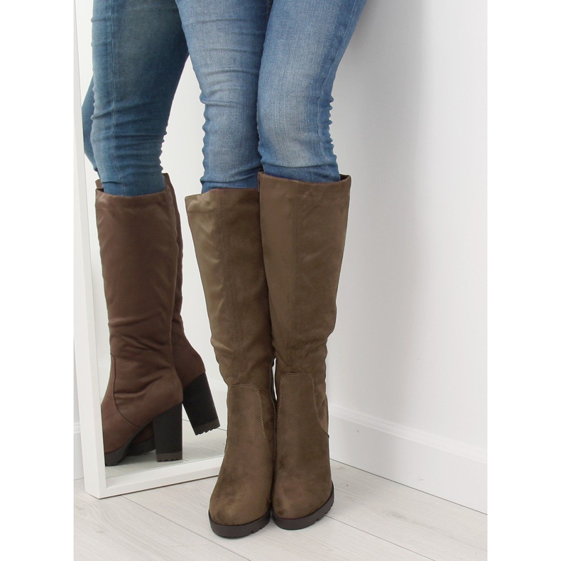 Högklackade stövlar khaki 7290 Khaki kaki 1