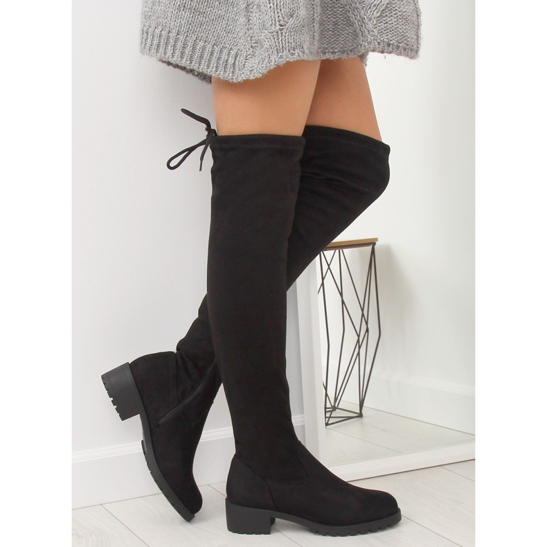 Svarta lårstövlar för kvinnor NS013 Svart 2