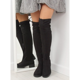 Svarta lårstövlar för kvinnor NS013 Svart 1