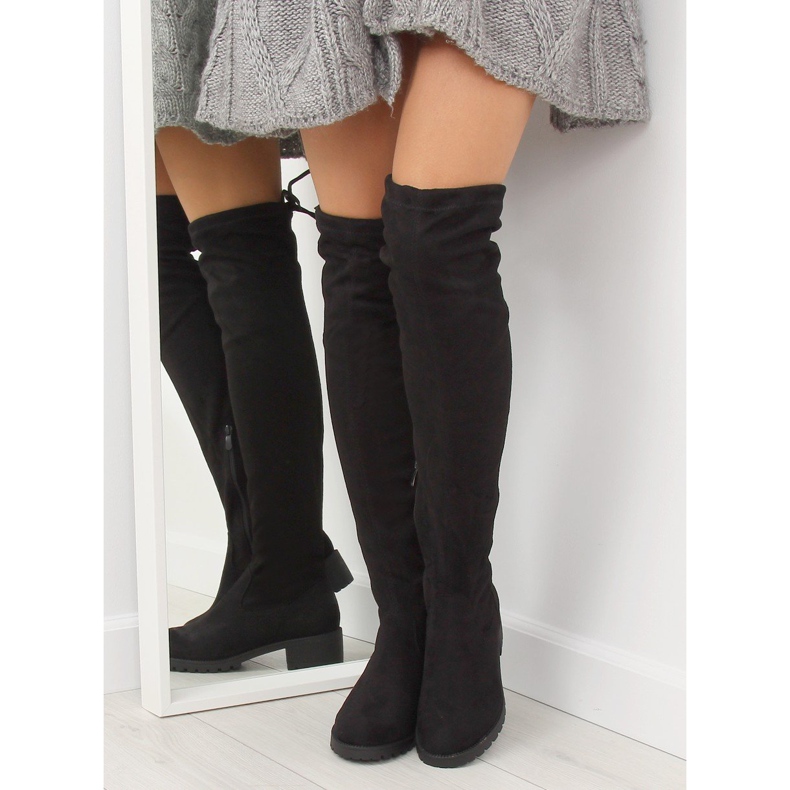 Svarta lårstövlar för kvinnor NS013 Svart 1