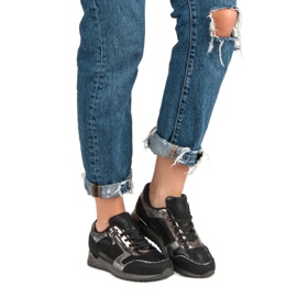 Sportskor med dekorativ dragkedja svart grå 2