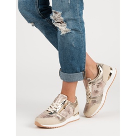 Sportskor med dekorativ dragkedja gul rosa 2