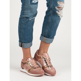 Sportskor med dekorativ dragkedja gul rosa 1