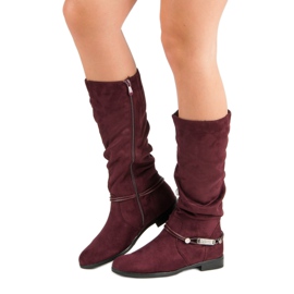 SDS Burgundy knähöga stövlar röd 1