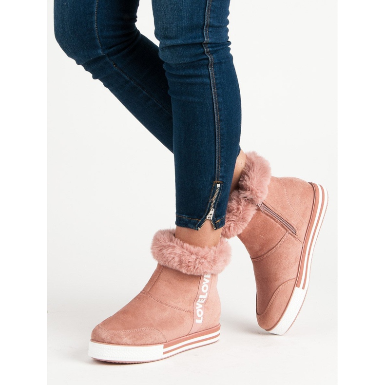 Ideal Shoes Isolerade höga sneakers rosa 1