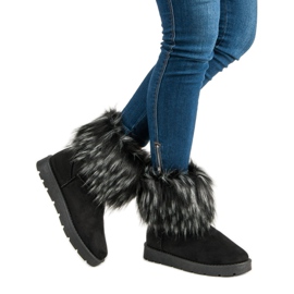 Svart Mukluki med päls 1