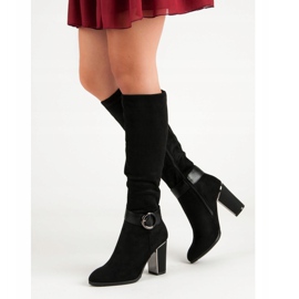 Super Me Eleganta stövlar på ett inlägg svart 1