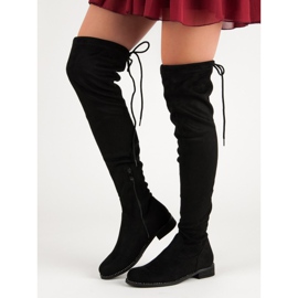 Super Me Trendiga stövlar över knäet svart 1