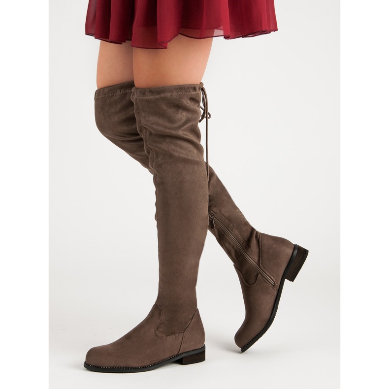 Super Me Moderiktiga över knäskorna brun 1