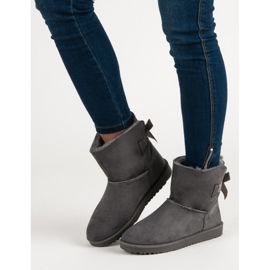 Queentina Grå Mukluki Med En Rosett 1