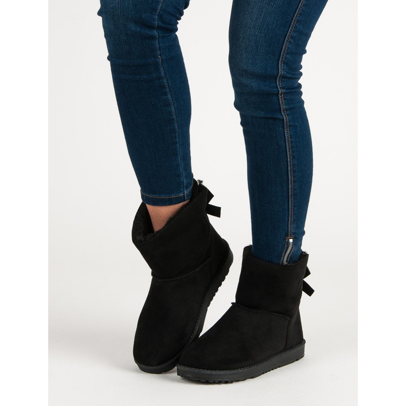 Queentina Svart mukluki med rosett 1