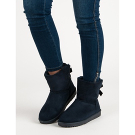 Queentina Marinblå mukluki med rosett 1