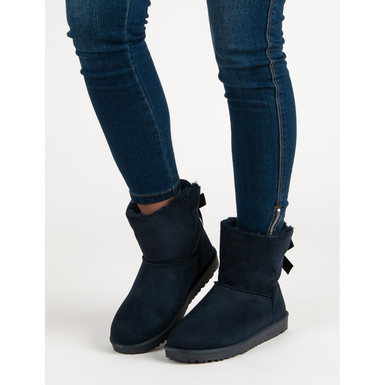 Queentina Marinblå mukluki med rosett 1