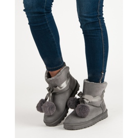 Grå Mukluki Med Pompons 2