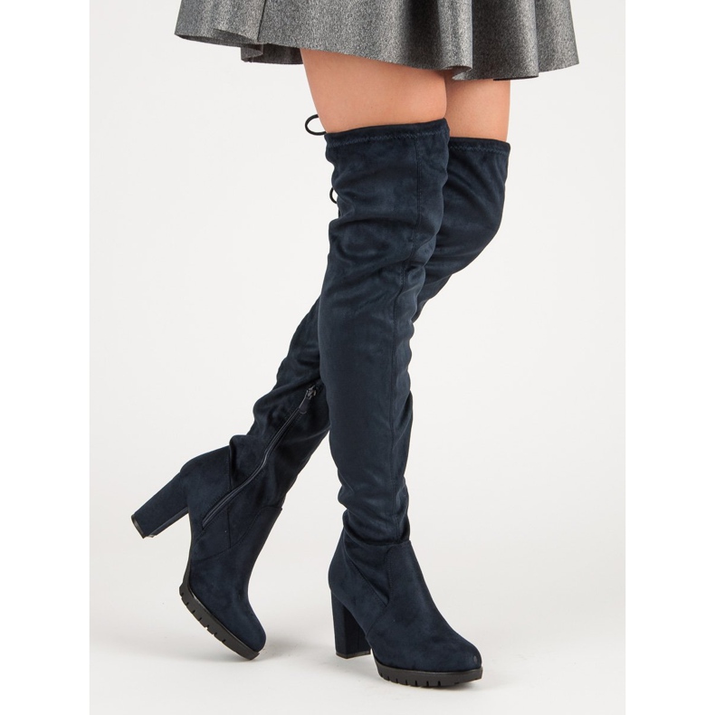 SDS Mocka lårstövlar på plattformen blå 2