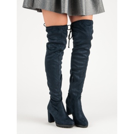 SDS Mocka lårstövlar på plattformen blå 1