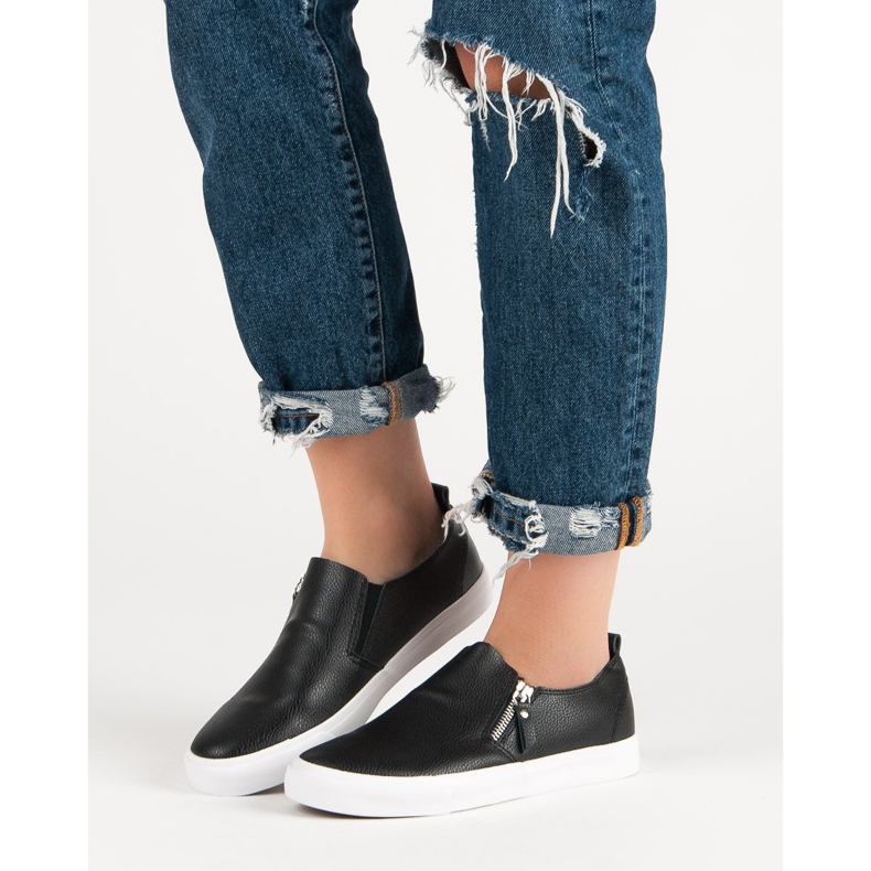 Sneakers med dragkedja svart 2