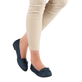 Small Swan Marinblå loafers med rosett 2