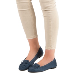 Small Swan Marinblå loafers med rosett 1