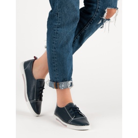 Openwork -sneakers tillverkade av VINCEZA -läder blå 2