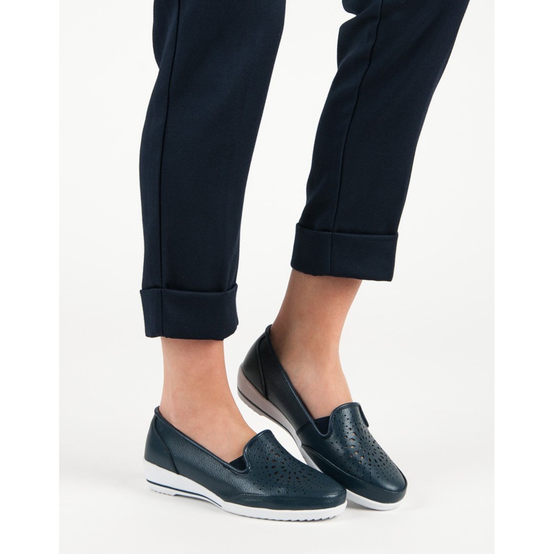 Openwork -skor av VINCEZA -läder blå 2