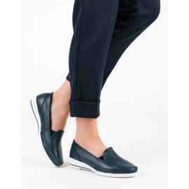 Openwork -skor av VINCEZA -läder blå 1