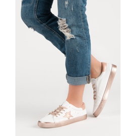 Snygga låga sneakers vit gul 2