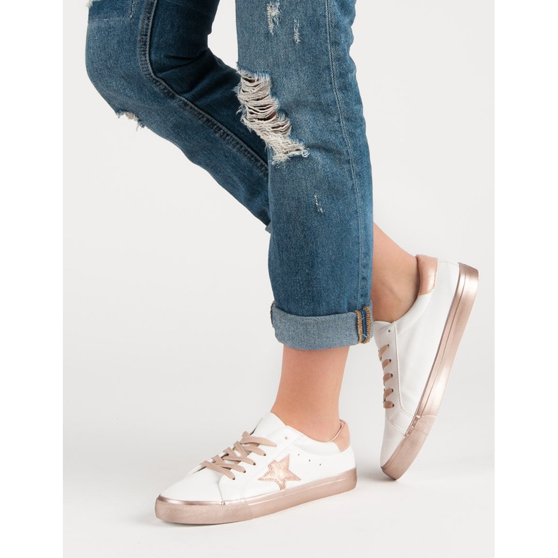 Snygga låga sneakers vit gul 2