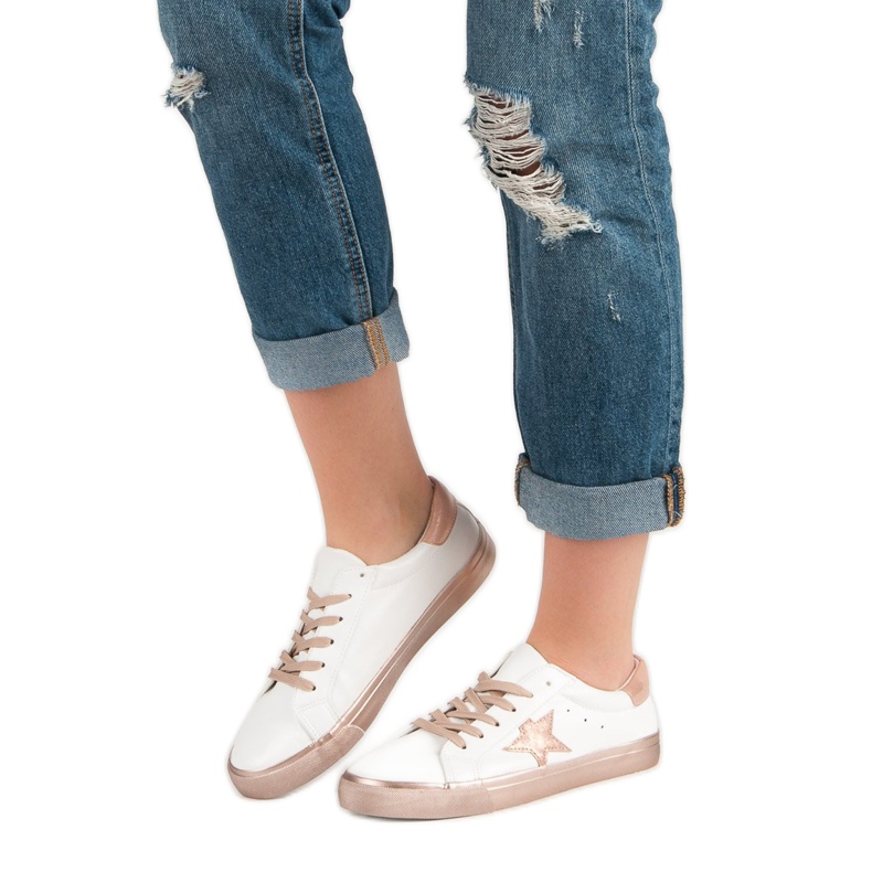 Snygga låga sneakers vit gul 1