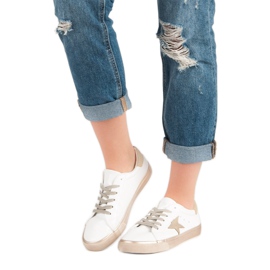 Snygga låga sneakers vit gul 1