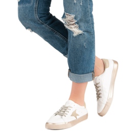 Snygga låga sneakers vit gul 2